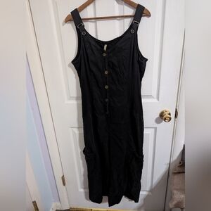 XCVI Womens Jumpsuit Black Overalls Cropped Pockets Size XL Sleeveless Relaxed